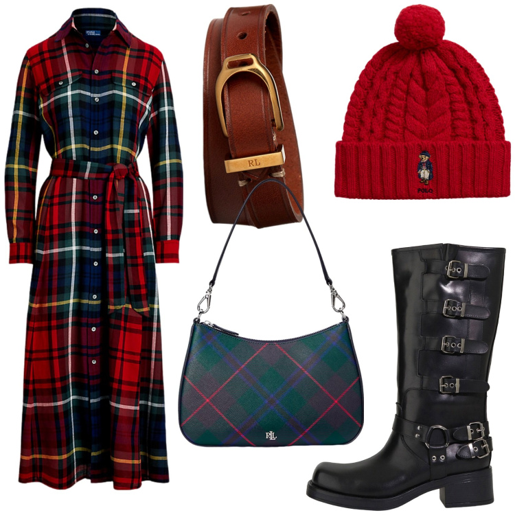 Outfit donna - Total look #1983130. Stile Casual per Tutti i giorni. Abbinamento con stivali, braccialetti, vestiti, berretti, borse a spalla.