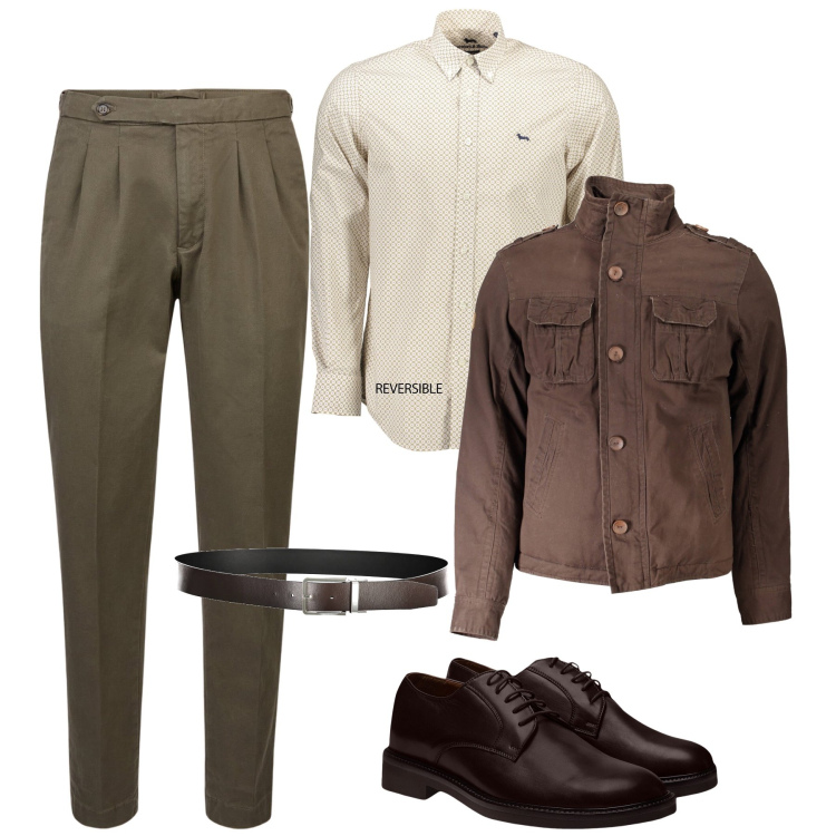 Outfit uomo - Classico ed elegante. Stile Business/Elegante per Ufficio. Abbinamento con pantaloni, camicie, scarpe stringate, giacche, cinture.