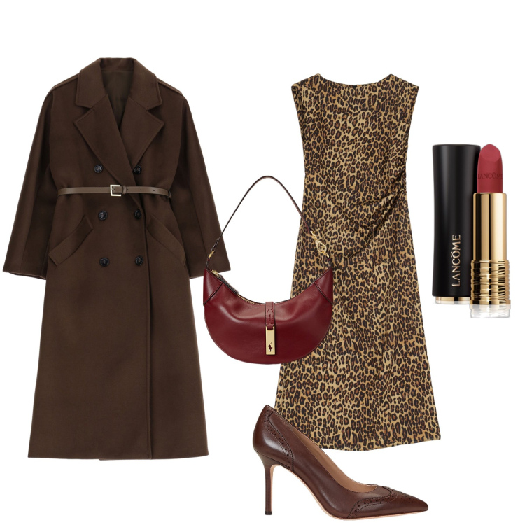 Outfit donna - Animal print. Stile Sexy per Serata fuori. Abbinamento con rossetti, cappotti, vestiti, décolleté, borse a spalla.