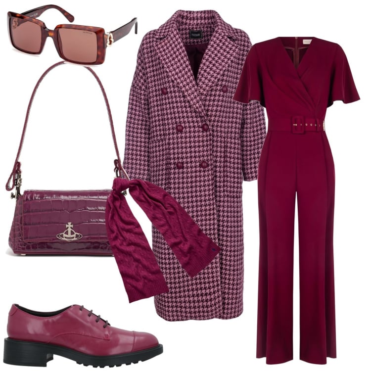 Outfit donna - Total look #1983279. Stile Casual chic per Tutti i giorni. Abbinamento con scarpe stringate, cappotti, sciarpe, tute, occhiali da sole, borse a spalla.