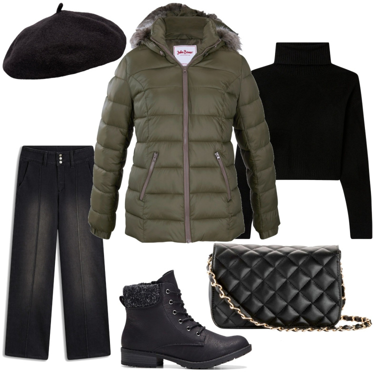 Outfit donna - Il cappotto stile military. Stile Military per Scuola/Università. Abbinamento con borse a tracolla, piumini, jeans, stivaletti, maglieria, cappelli e berretti.