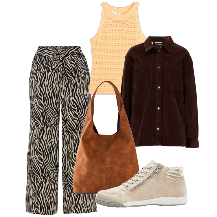 Outfit donna - Bonprix Autumn favourites. Stile Bon Ton per Tutti i giorni. Abbinamento con pantaloni culotte, sneakers alte, cappotti, shopping bag, top.