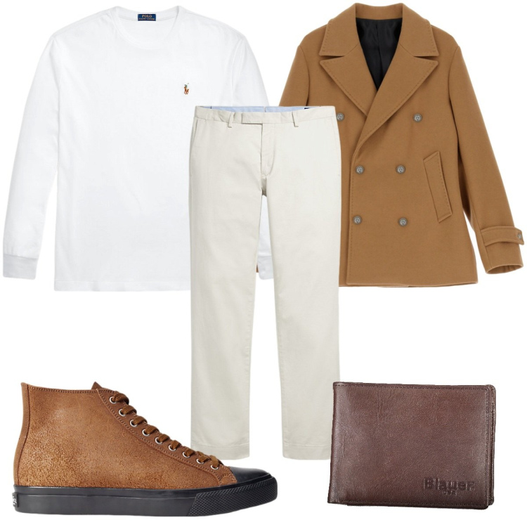 Outfit uomo - Total look #1983493. Stile Casual per Tutti i giorni. Abbinamento con giacche, sneakers, pantaloni chino, t-shirt, portafogli.