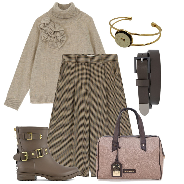 Outfit donna - Lo stivaletto comodo. Stile Casual per Tutti i giorni. Abbinamento con maglieria, pantaloni, stivali, cinture, borse a mano, braccialetti.