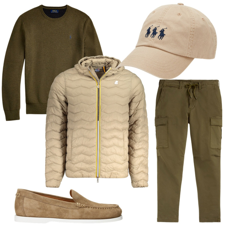 Outfit uomo - I cargo must have. Stile Casual per Ufficio. Abbinamento con maglieria, scarpe stringate, pantaloni cargo, cappelli, giacche.