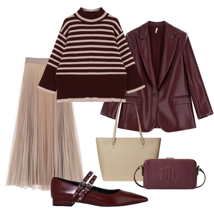 Outfit donna - Il maglione over sul plissè in tulle. Stile Urban per Ufficio. Abbinamento con maglieria, gonne, blazer, ballerine, borse tote, portafogli.
