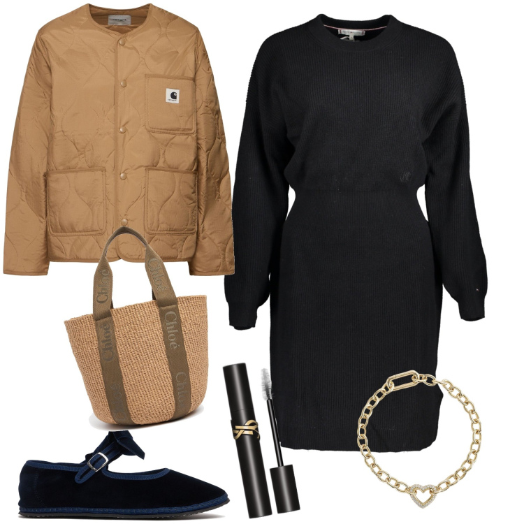 Outfit donna - Una pizza con lui. Stile Trendy per Serata fuori. Abbinamento con mascara, braccialetti, shopping bag, ballerine, vestiti corti, blazer.