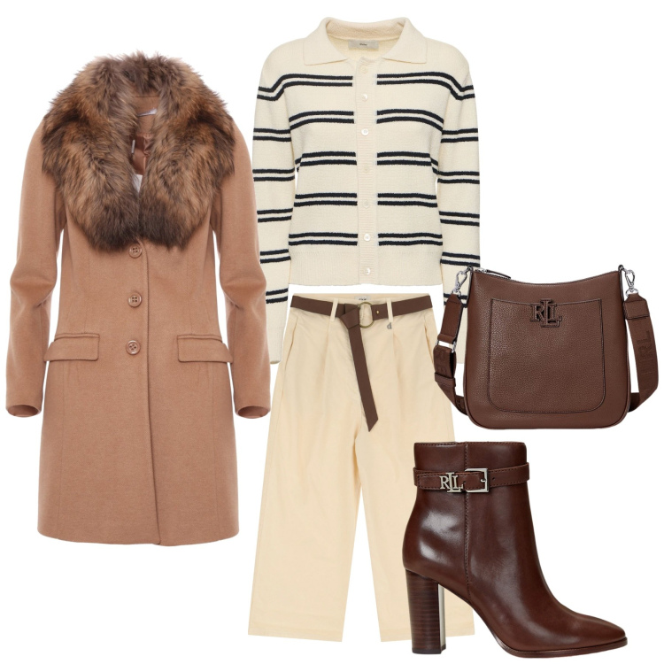 Outfit donna - Bianco vincente. Stile Bon Ton per Tutti i giorni. Abbinamento con cappotti, pantaloni chino, borse a tracolla, stivaletti, cardigans.