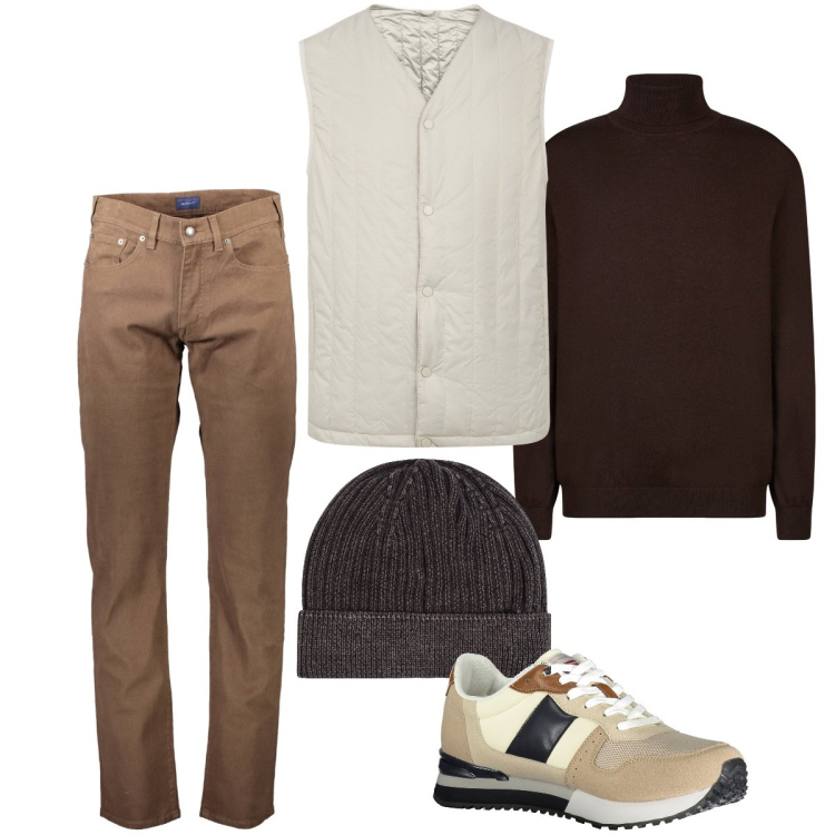 Outfit uomo - Il gilet trapuntato. Stile Casual per Tutti i giorni. Abbinamento con berretti, piumini, pantaloni, sneakers, maglieria.