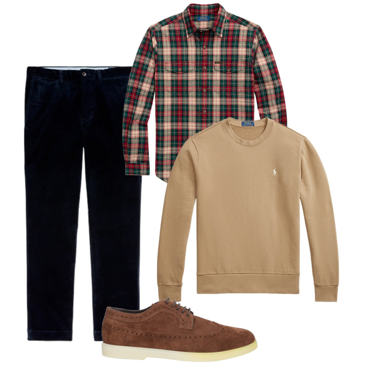 Outfit uomo - Autunno. Stile Casual per Tutti i giorni. Abbinamento con scarpe stringate, pantaloni, felpe, camicie.