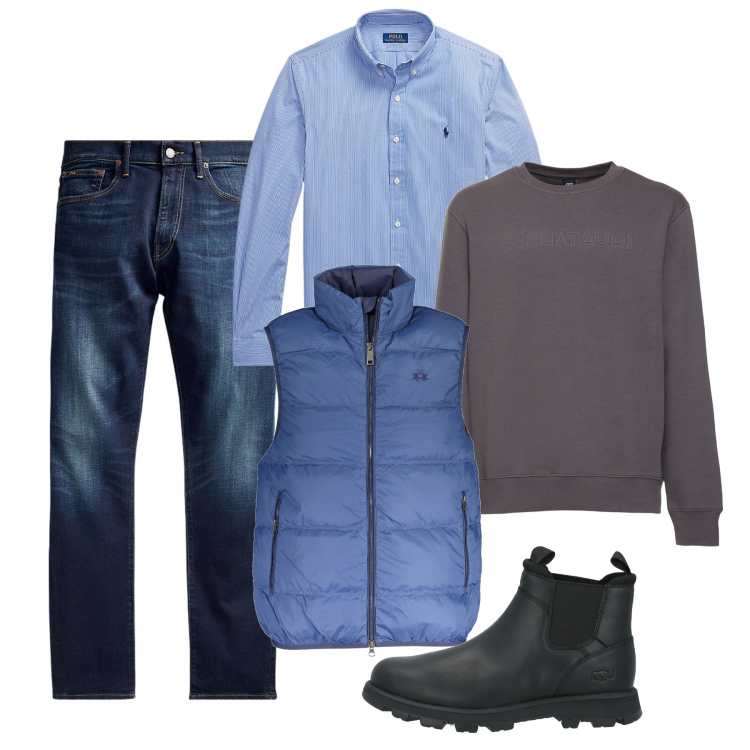 Outfit uomo - Fine ottobre. Stile Casual per Tutti i giorni. Abbinamento con stivali e stivaletti, jeans, camicie, giacche, felpe.