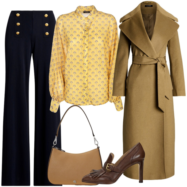 Outfit donna - Mocassini col tacco. Stile Casual chic per Serata fuori. Abbinamento con camicie, pantaloni, cappotti, décolleté, borse a spalla.