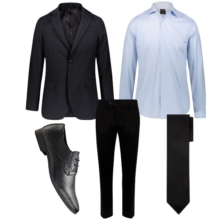 Outfit uomo - Cerimonia autunnale. Stile Business/Elegante per Cerimonia. Abbinamento con scarpe stringate, camicie, cravatte, pantaloni chino, giacche.