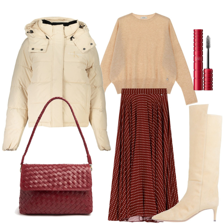 Outfit donna - La gonna plissettata. Stile Chic per Serata fuori. Abbinamento con stivali, mascara, gonne lunghe, pullovers, blazer, borse a tracolla.