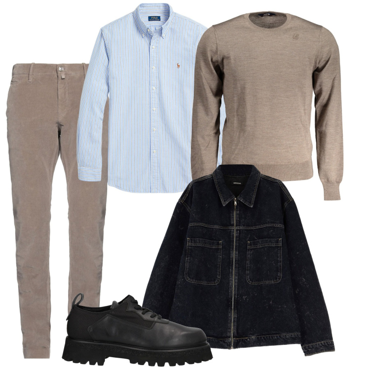 Outfit uomo - I pantaloni affusolati e il blazer a tra. Stile Casual per Tutti i giorni. Abbinamento con scarpe stringate, pantaloni chino, giacche, camicie, maglieria.