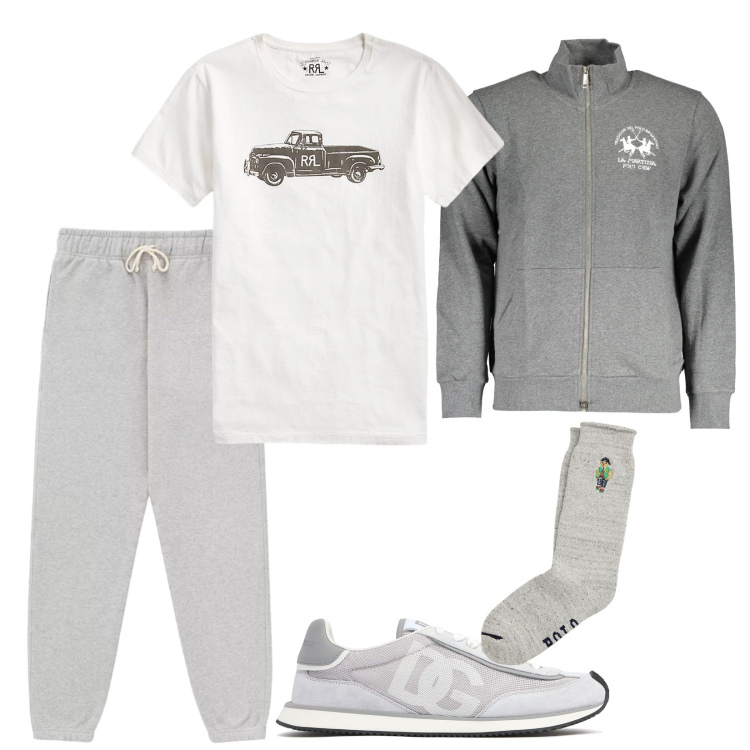 Outfit uomo - Only grey. Stile Casual per Sport. Abbinamento con pantaloni, t-shirt, calzini, sneakers, felpe.