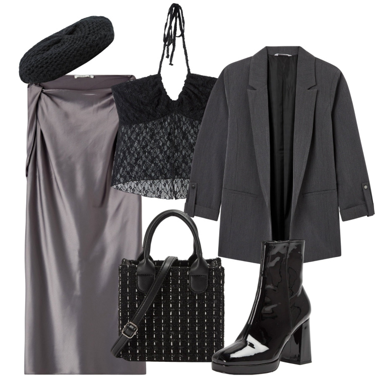 Outfit donna - Halloween con Terranova. Stile Chic per Serata fuori. Abbinamento con vestiti corti, blazer, stivaletti, top, cappelli e berretti, shopping bag.