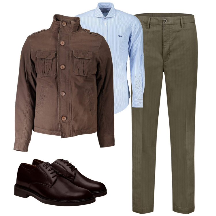 Outfit uomo - Al lavoro. Stile Business/Elegante per Tutti i giorni. Abbinamento con pantaloni, camicie, scarpe stringate, giacche.