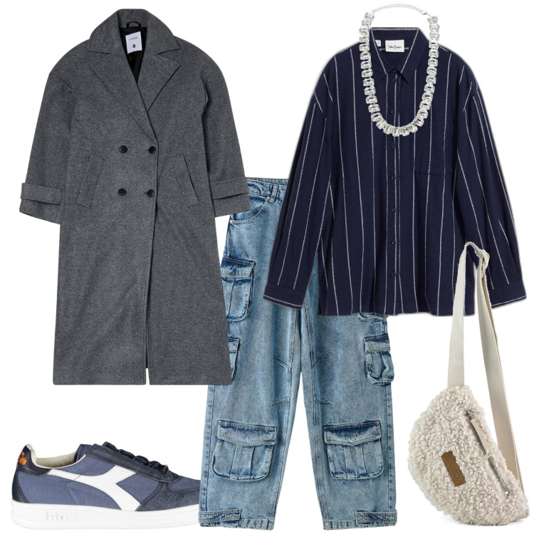 Outfit donna - Urban rules. Stile Urban per Tutti i giorni. Abbinamento con camicie, cappotti, jeans, collane, marsupi, sneakers.