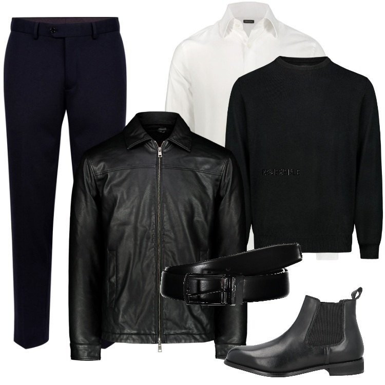 Outfit uomo - .... in black. Stile Trendy per Tutti i giorni. Abbinamento con stivali e stivaletti, maglieria, pantaloni, giacche, cinture, camicie.