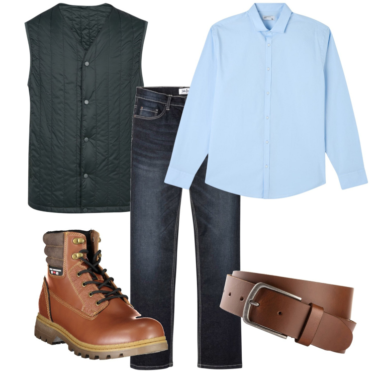 Outfit uomo - Gli scarponcini alti. Stile Business/Elegante per Ufficio. Abbinamento con cinture, jeans bootcut, camicie, piumini, stivali.