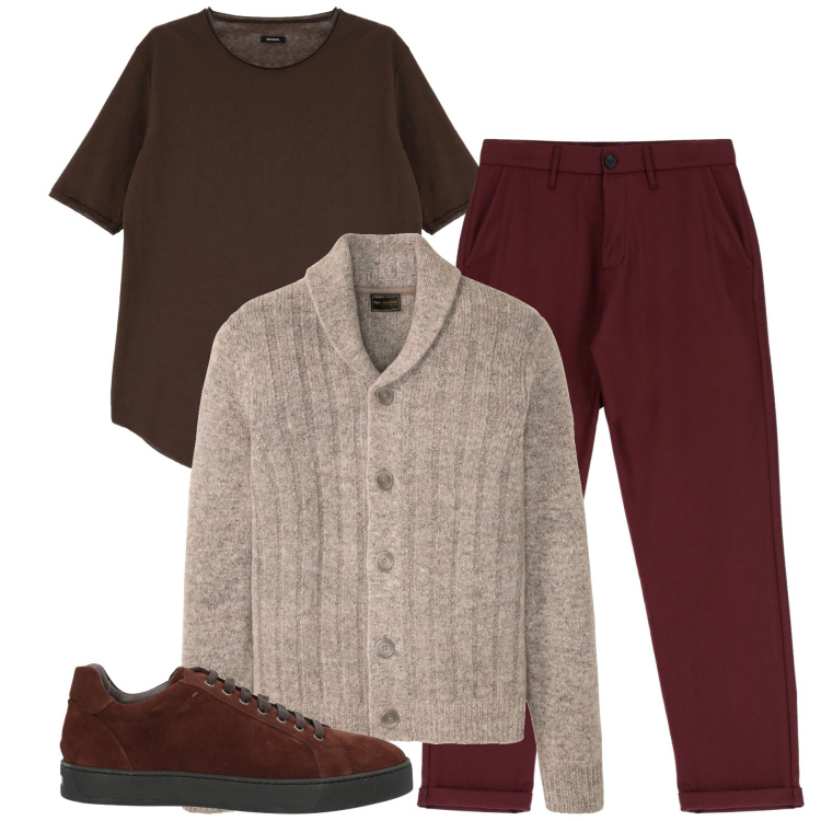 Outfit uomo - City. Stile Urban per Tutti i giorni. Abbinamento con cardigans, sneakers, t-shirt, pantaloni.