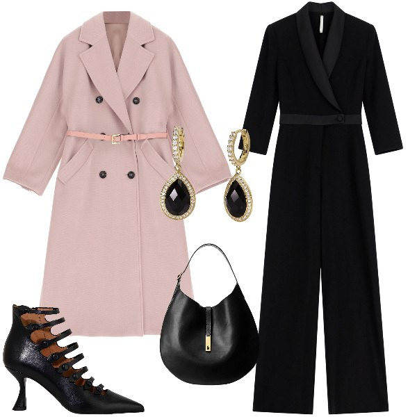 Outfit donna - Total look #1985284. Stile Urban per Ufficio. Abbinamento con orecchini, tute, cappotti, stivaletti, borse a spalla.