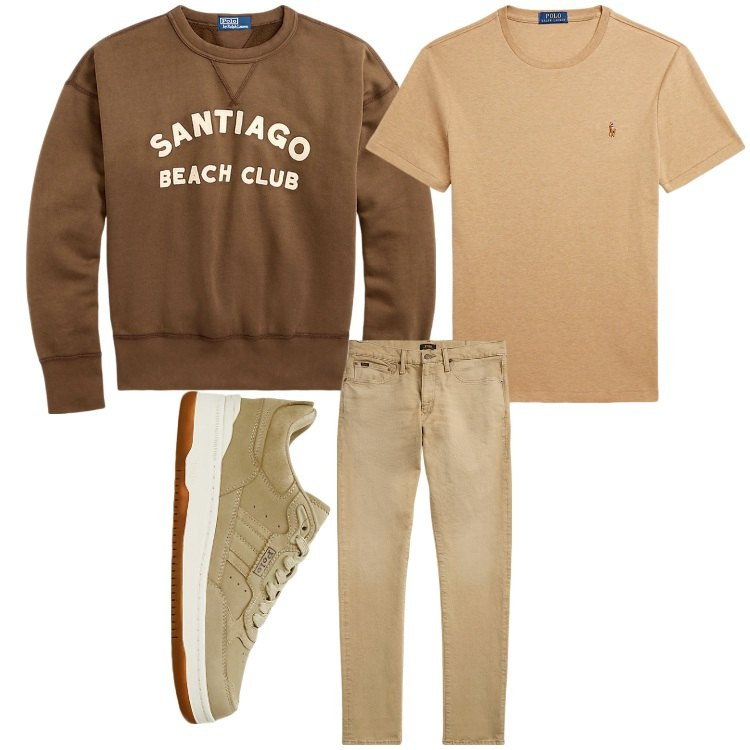 Outfit uomo - Santiago beach club. Stile Casual per Tutti i giorni. Abbinamento con t-shirt, felpe, jeans, sneakers.
