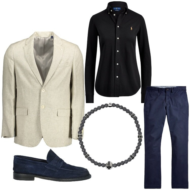 Outfit uomo - Un tipo elegante. Stile Business/Elegante per Ufficio. Abbinamento con scarpe stringate, braccialetti, pantaloni, camicie, giacche.