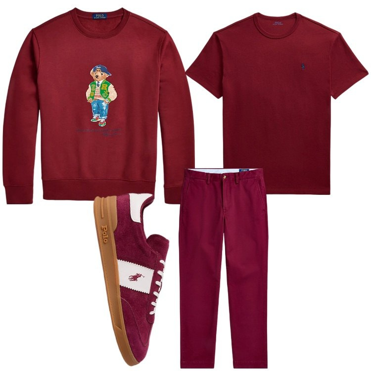 Outfit uomo - Sportivo e simpatico. Stile Casual per Tutti i giorni. Abbinamento con pantaloni chino, t-shirt, sneakers, felpe.