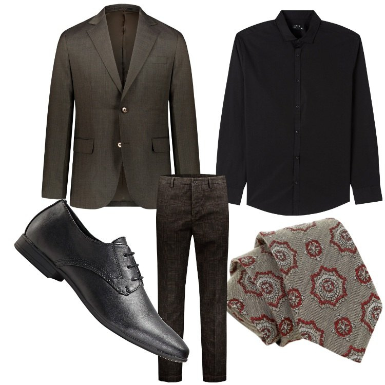 Outfit uomo - Il padrino di cresima. Stile Business/Elegante per Cerimonia. Abbinamento con scarpe stringate, camicie, cravatte, abiti, pantaloni.