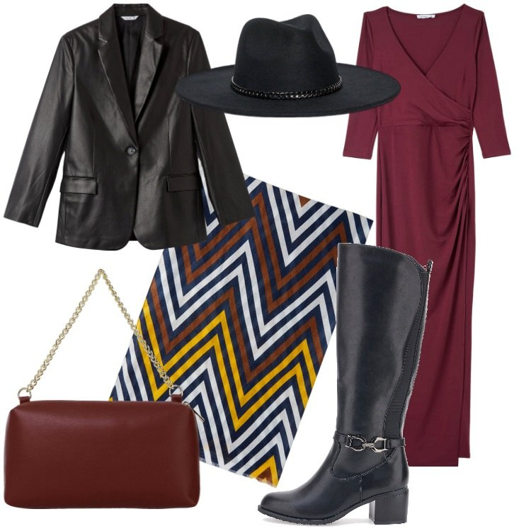 Outfit donna - #StivaliAddicted. Stile Trendy per Serata fuori. Abbinamento con vestiti lunghi, blazer, borse a tracolla, stivali, sciarpe, cappelli.