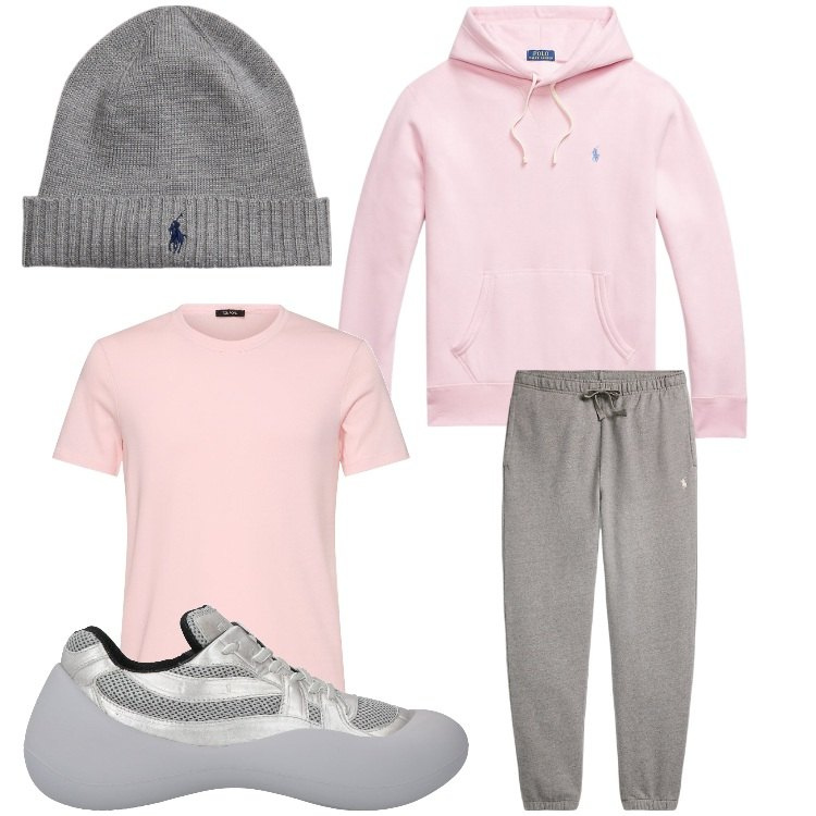 Outfit uomo - Corsetta. Stile Casual per Sport. Abbinamento con sneakers, berretti, pantaloni, felpe con cappuccio, t-shirt.