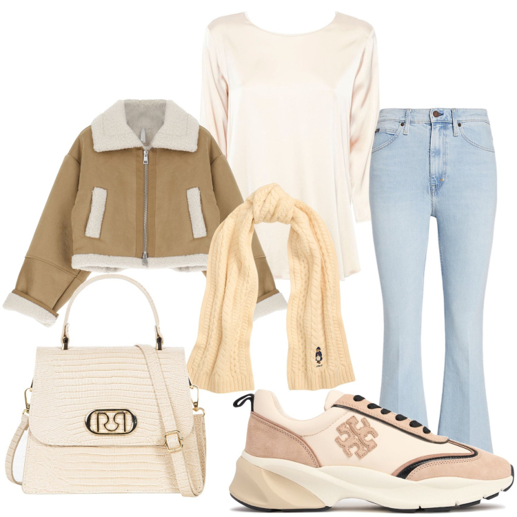 Outfit donna - La giacca in montone. Stile Casual per Tutti i giorni. Abbinamento con blazer, borse a mano, sciarpe, jeans, sneakers, bluse.