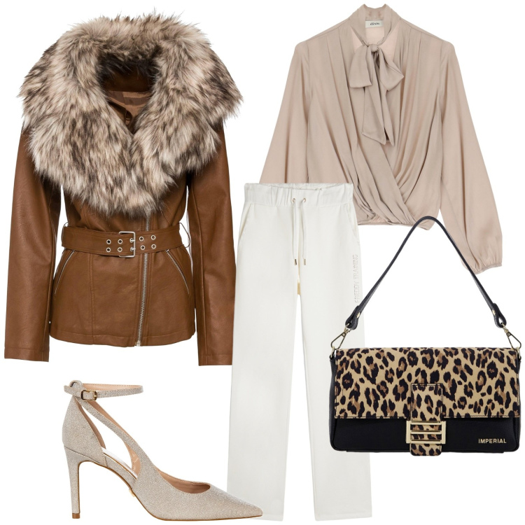 Outfit donna - La borsa bon ton. Stile Glamour per Serata fuori. Abbinamento con blazer, décolleté, borse a spalla, pantaloni, camicie.