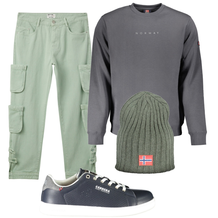 Outfit uomo - Total look #1985606. Stile Urban per Tutti i giorni. Abbinamento con jeans, berretti, felpe, sneakers.