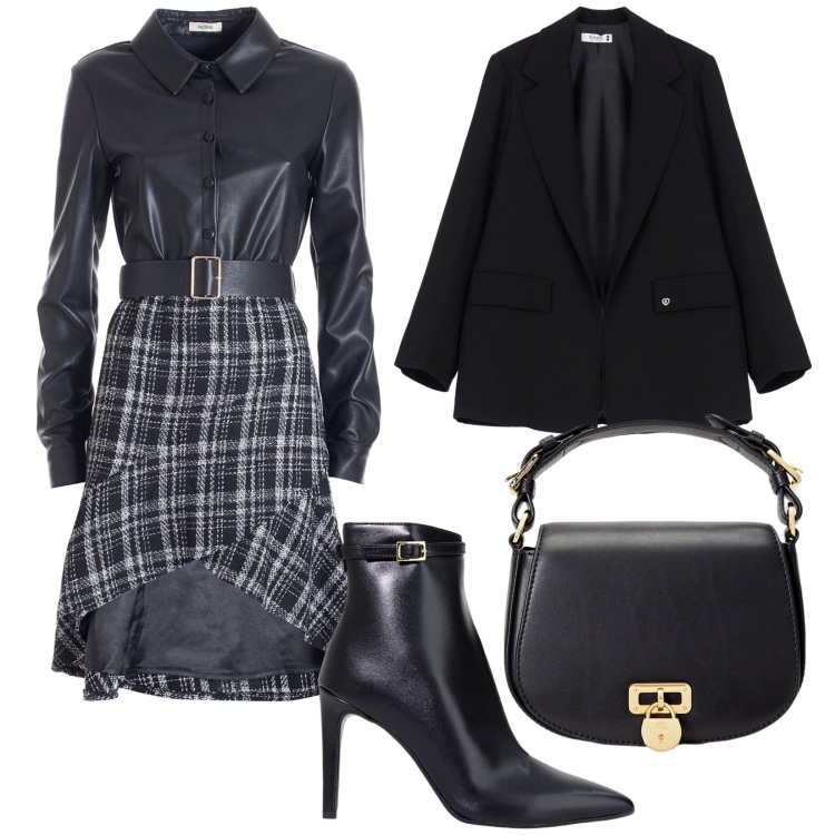Outfit donna - Total look #1985635. Stile Sexy per Serata fuori. Abbinamento con vestiti asimmetrici, blazer, stivaletti, borse a tracolla.