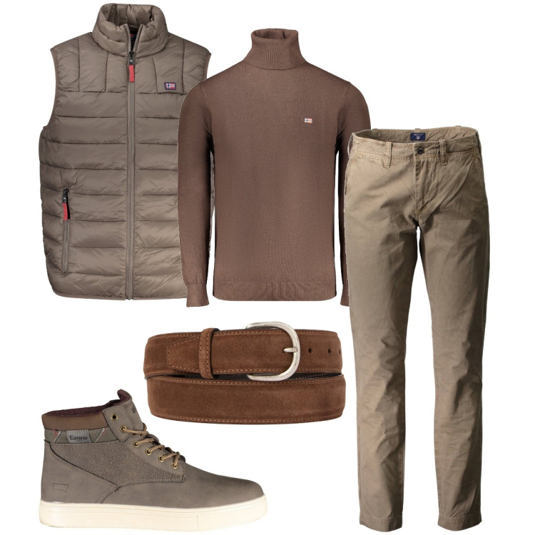 Outfit uomo - I colori dell’autunno. Stile Urban per Ufficio. Abbinamento con cinture, pantaloni, stivali, giacche, maglieria.