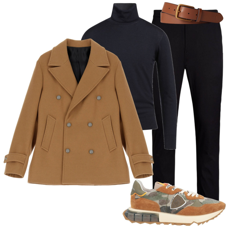Outfit uomo - Casual in ufficio. Stile Casual per Ufficio. Abbinamento con maglieria, sneakers, giacche, cinture, pantaloni.