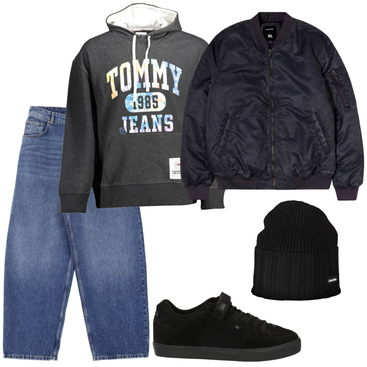 Outfit uomo - Young and Urban. Stile Urban per Tutti i giorni. Abbinamento con sneakers, bomber, jeans, felpe con cappuccio, berretti.