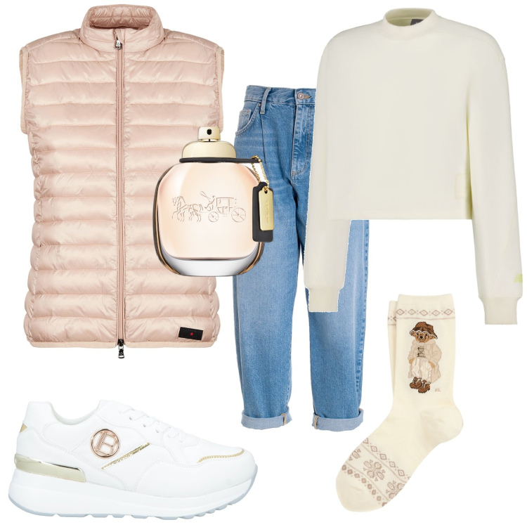 Outfit donna - Total look #1986247. Stile Urban per Tutti i giorni. Abbinamento con sneakers, profumi, felpe, jeans, piumini, calzini.