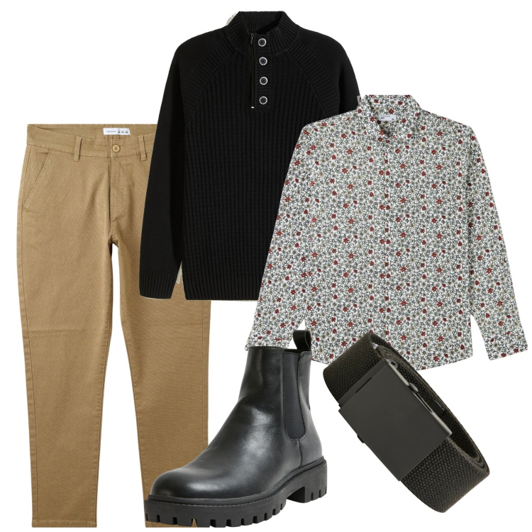 Outfit uomo - Una camicia provenzale. Stile Trendy per Tutti i giorni. Abbinamento con maglieria, camicie, pantaloni chino, stivali e stivaletti, cinture.