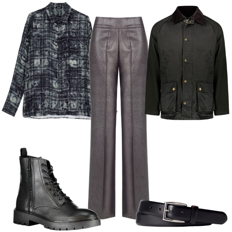 Outfit uomo - Total look #1986304. Stile Trendy per Tutti i giorni. Abbinamento con pantaloni, camicie, cinture, giacche, stivali.