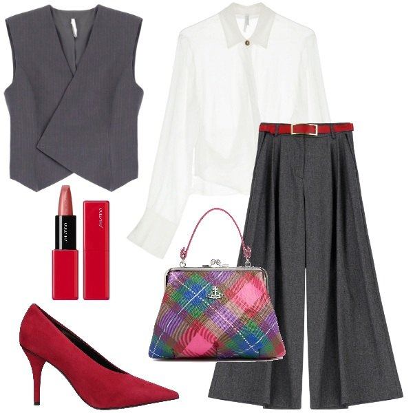 Outfit donna - La borsa candy tartan. Stile Chic per Serata fuori. Abbinamento con décolleté, rossetti, pantaloni, gilet, camicie, borse a mano.