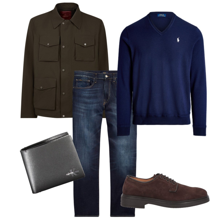 Outfit uomo - Il giubbotto abbottonato. Stile Urban per Serata speciale. Abbinamento con scarpe stringate, jeans dritti, maglieria, giacche, portafogli.