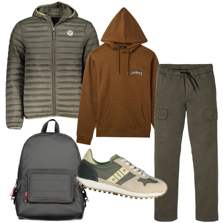 Outfit uomo - I cargo casual. Stile Casual per Tutti i giorni. Abbinamento con pantaloni cargo, felpe con cappuccio, giacche, sneakers, borse sportive.
