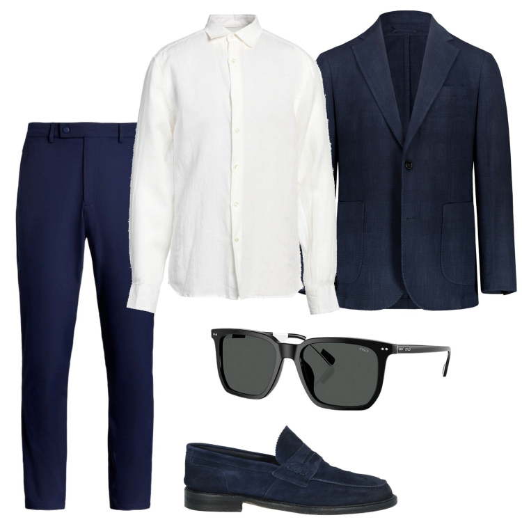 Outfit uomo - Avvocato di difesa. Stile Business/Elegante per Ufficio. Abbinamento con camicie, scarpe stringate, occhiali da sole, pantaloni, giacche.