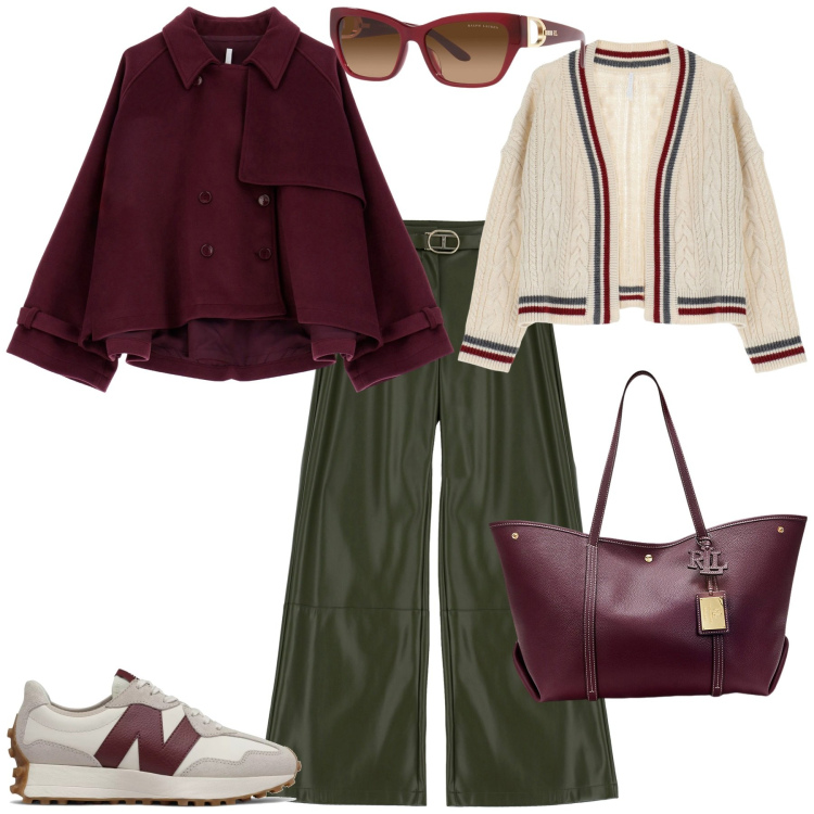 Outfit donna - Total look #1986572. Stile Urban per Ufficio. Abbinamento con sneakers, caban, pantaloni, cardigans, borse tote, occhiali da sole.