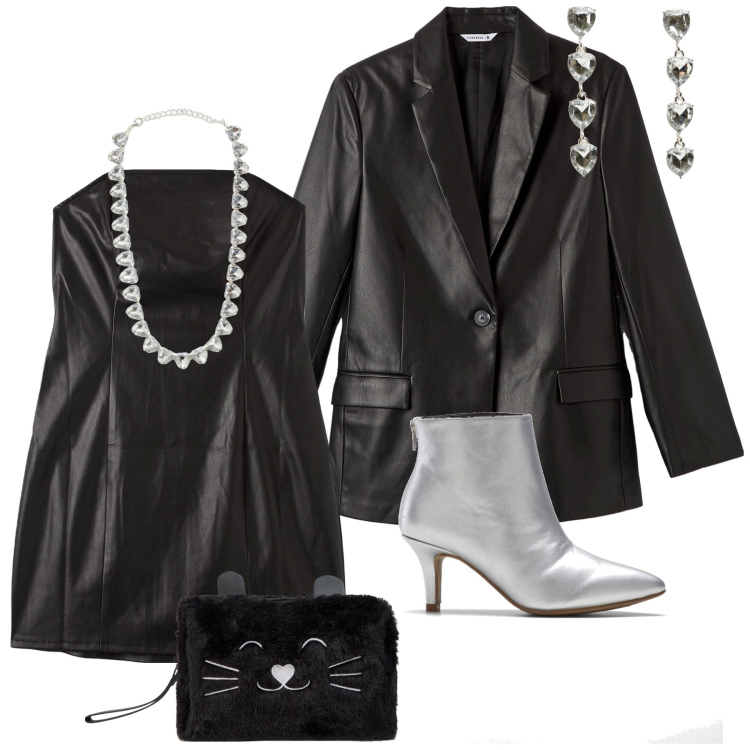 Outfit donna - Total look #1986597. Stile Rock per Serata fuori. Abbinamento con stivaletti, collane, orecchini, vestiti midi/longuette, blazer, valigie.