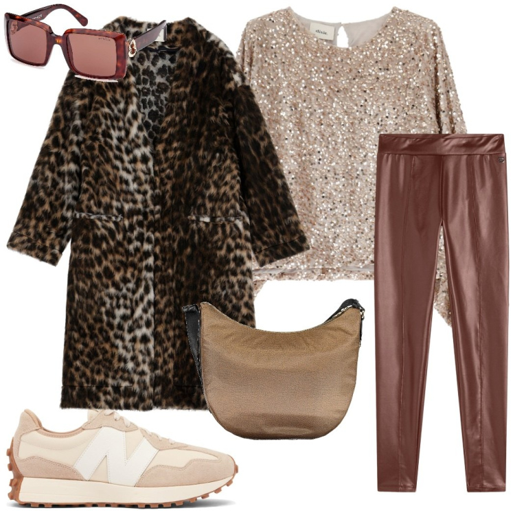 Outfit donna - La felpa sequin. Stile Trendy per Tutti i giorni. Abbinamento con sneakers, treggings, cappotti, felpe, borse a tracolla, occhiali da sole.